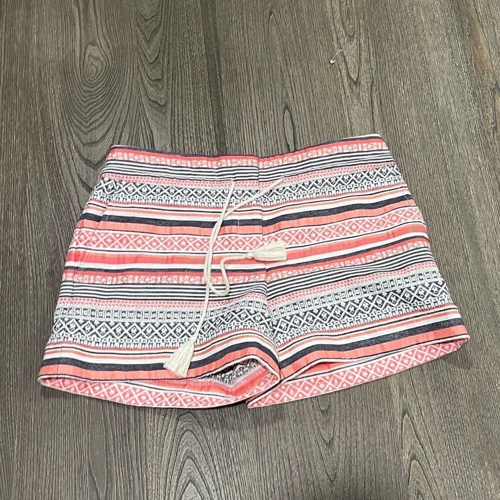 Loft The Rivera Short Pink Black Aztec Print Cotton Size 4